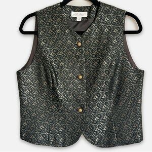 Vintage Lord & Taylor metallic paisley dress vest size 8 Made in USA Victorian
